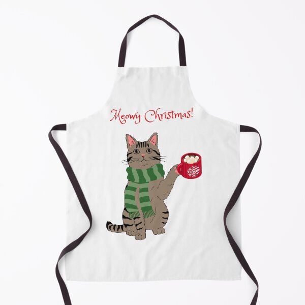 Item preview, Meowy Christmas Brown Tabby Cat with Hot Chocolate designed and sold by MYCatStuff.