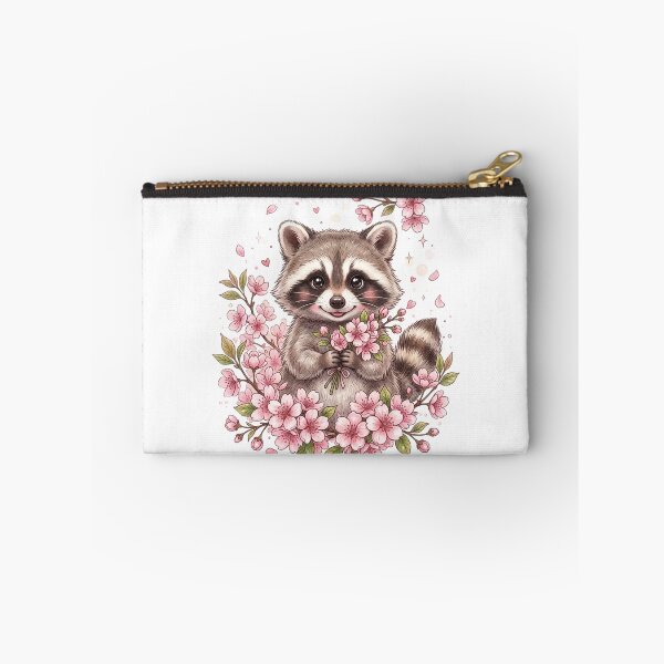 Item preview, Cute Baby Raccoon with Cherry Blossom Flowers designed and sold by StickVerse by Owais.