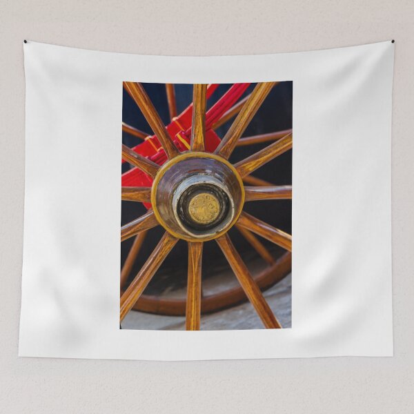 Item preview, Colorful Painted Wooden Wagon Wheel With Bright Flower Basket Decoration and Traditional Folk Design designed and sold by Nmallia.