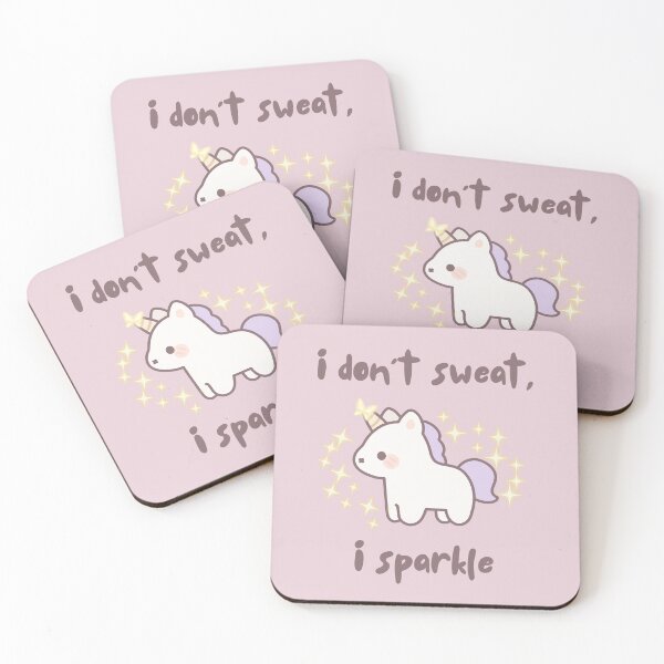 Item preview, I Don't Sweat I Sparkle | Kawaii Unicorn Funny Quote Sticker & T-Shirt designed and sold by Olive Thread Co..