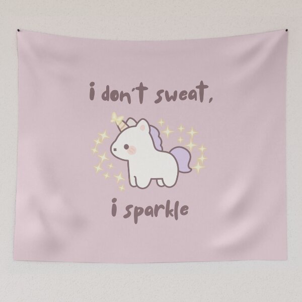 Item preview, I Don't Sweat I Sparkle | Kawaii Unicorn Funny Quote Sticker & T-Shirt designed and sold by Olive Thread Co..