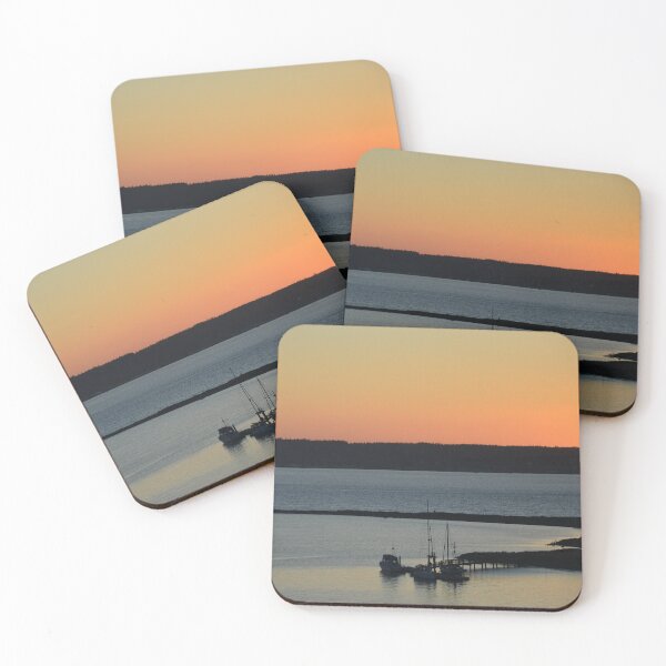 Item preview, Golden Sunset Silhouette over Harbor Boats designed and sold by MiraNadaPrints.