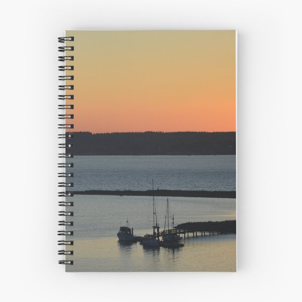 Item preview, Golden Sunset Silhouette over Harbor Boats designed and sold by MiraNadaPrints.
