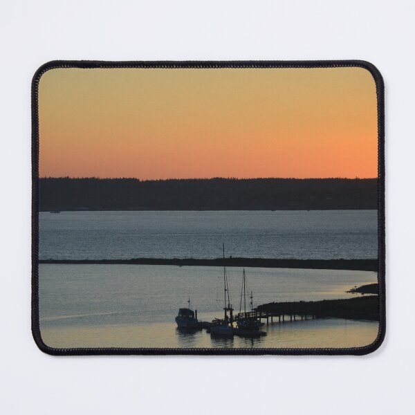 Item preview, Golden Sunset Silhouette over Harbor Boats designed and sold by MiraNadaPrints.