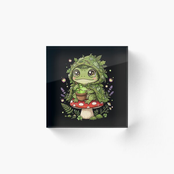 Item preview, Forest Szeptucha Frog Witch - Slavic Herbalist Brewing Potion on Amanita Mushroom designed and sold by PrettyCrypt.