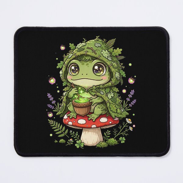 Item preview, Forest Szeptucha Frog Witch - Slavic Herbalist Brewing Potion on Amanita Mushroom designed and sold by PrettyCrypt.