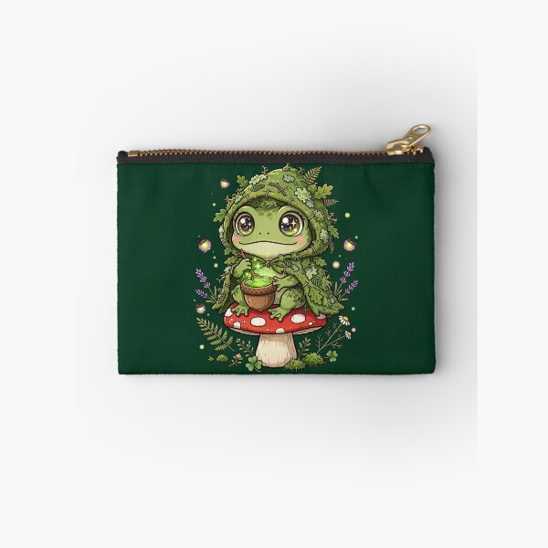 Item preview, Forest Szeptucha Frog Witch - Slavic Herbalist Brewing Potion on Amanita Mushroom designed and sold by PrettyCrypt.