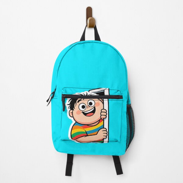 Item preview, Cheerful Rainbow Shirt Boy Peeking Door Cartoon Art designed and sold by Outlet Raloel.