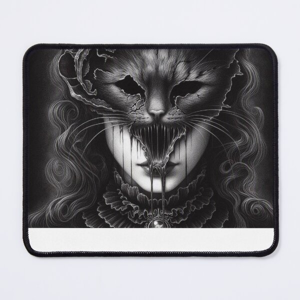 Item preview, Gothic Cat Mask Portrait Dark Horror Girl Pencil Art designed and sold by LujziWorld.