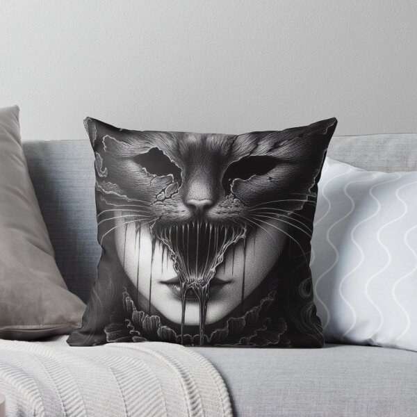 Item preview, Gothic Cat Mask Portrait Dark Horror Girl Pencil Art designed and sold by LujziWorld.