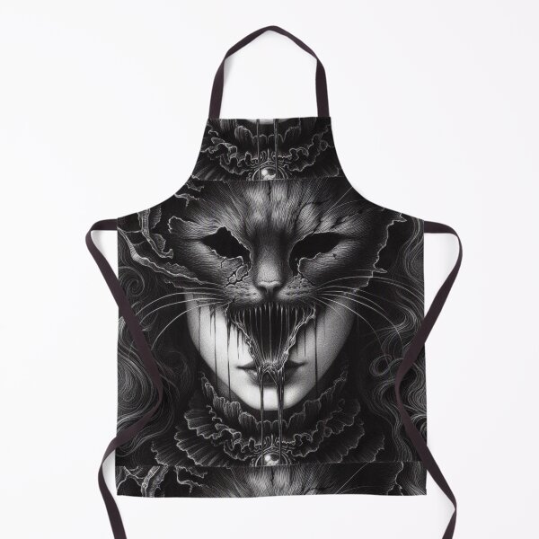 Item preview, Gothic Cat Mask Portrait Dark Horror Girl Pencil Art designed and sold by LujziWorld.
