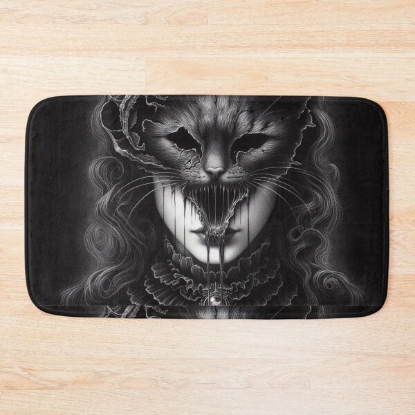 Item preview, Gothic Cat Mask Portrait Dark Horror Girl Pencil Art designed and sold by LujziWorld.