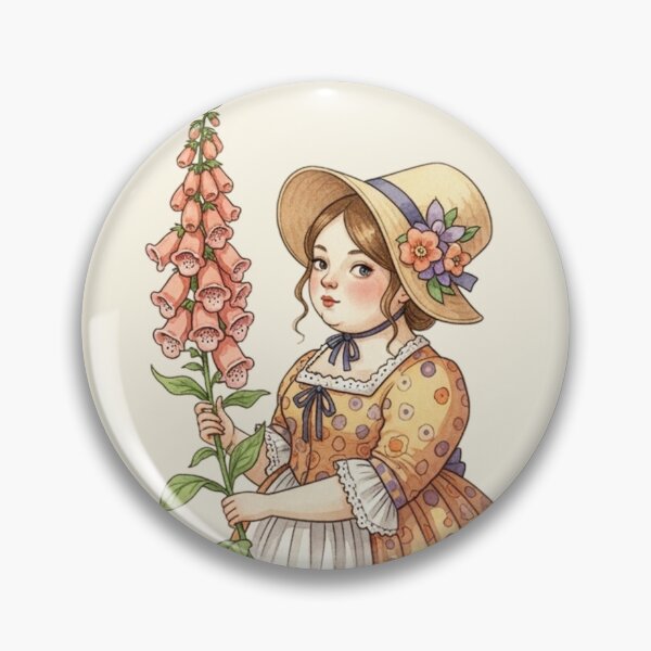 Item preview, Vintage Watercolor Girl with Foxglove - Classic Storybook Illustration designed and sold by Pasteltone.