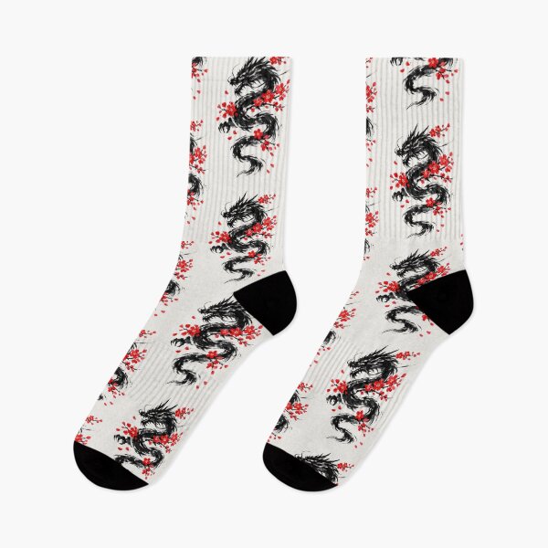 Item preview, Mystic Black Ink Dragon and Red Sakura Blossoms designed and sold by Ink-verse-.