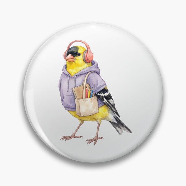 Item preview, Goldfinch Student in Hoodie with Headphones designed and sold by Roy & Tiffany.
