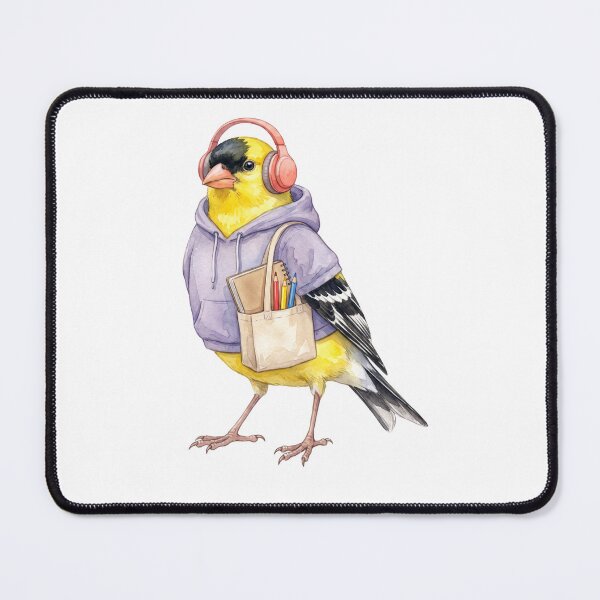 Item preview, Goldfinch Student in Hoodie with Headphones designed and sold by Roy & Tiffany.