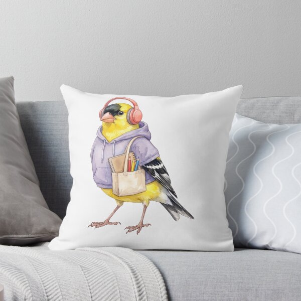 Item preview, Goldfinch Student in Hoodie with Headphones designed and sold by Roy & Tiffany.