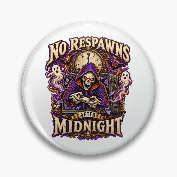 Item preview, No Respawns After Midnight – Funny Halloween Gamer Skeleton Design designed and sold by FZ Designs.