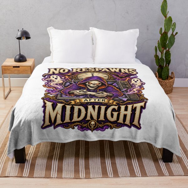 Item preview, No Respawns After Midnight – Funny Halloween Gamer Skeleton Design designed and sold by FZ Designs.