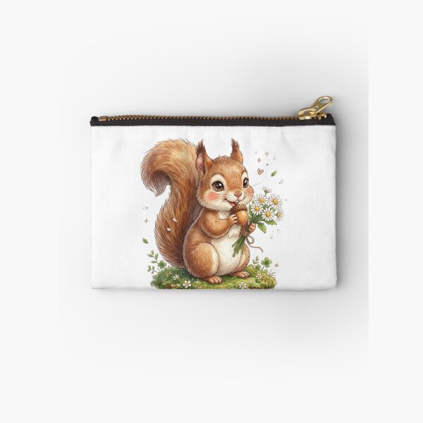 Item preview, Cute Squirrel with Acorn and Daisy Flowers designed and sold by StickVerse by Owais.