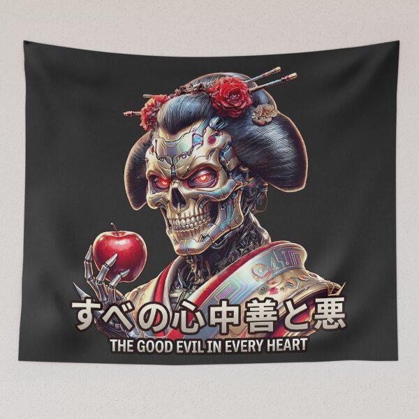 Item preview, Cybernetic Geisha Skull Holding Apple designed and sold by Voodoo Store Paranormal Collections.