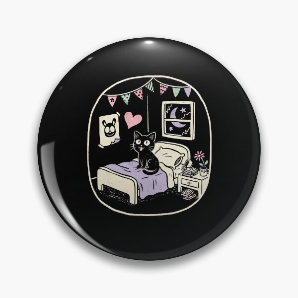 Item preview, Cozy Black Cat Bedroom Scene Emo Aesthetic designed and sold by Say It With Ink.