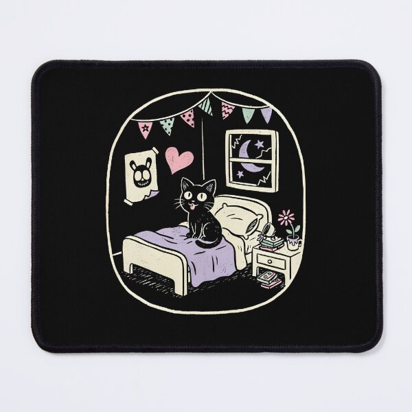 Item preview, Cozy Black Cat Bedroom Scene Emo Aesthetic designed and sold by Say It With Ink.