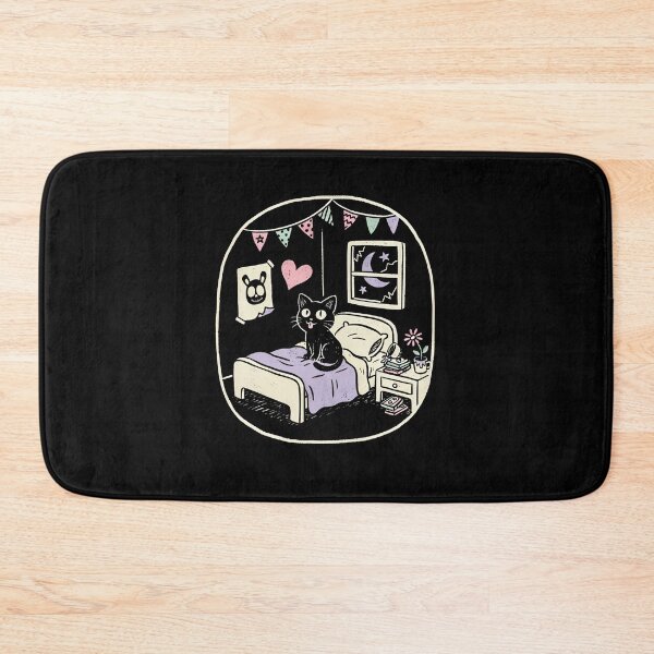 Item preview, Cozy Black Cat Bedroom Scene Emo Aesthetic designed and sold by Say It With Ink.