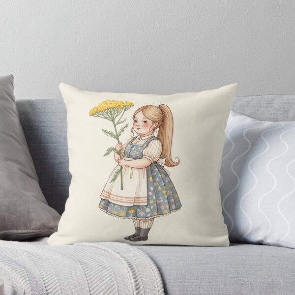 Item preview, Vintage Watercolor Girl with Yellow Flowers - Classic Storybook Illustration designed and sold by Pasteltone.