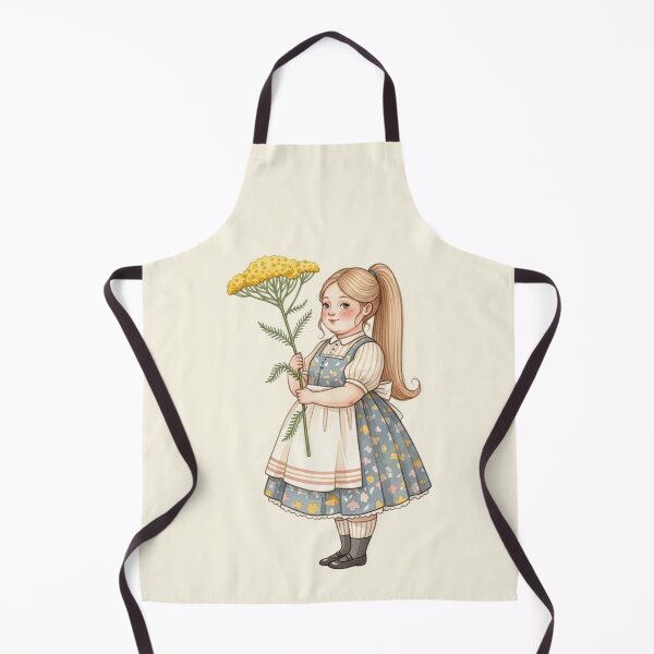 Item preview, Vintage Watercolor Girl with Yellow Flowers - Classic Storybook Illustration designed and sold by Pasteltone.