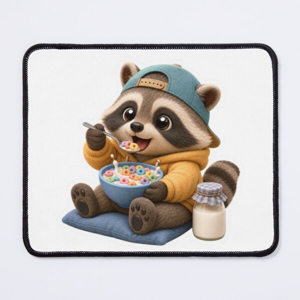 Item preview, Raccoon Enjoying Colorful Cereal designed and sold by Snurly.