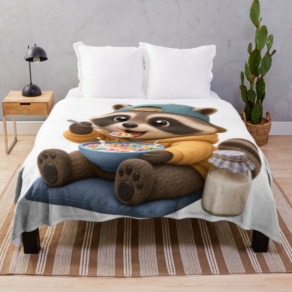Item preview, Raccoon Enjoying Colorful Cereal designed and sold by Snurly.