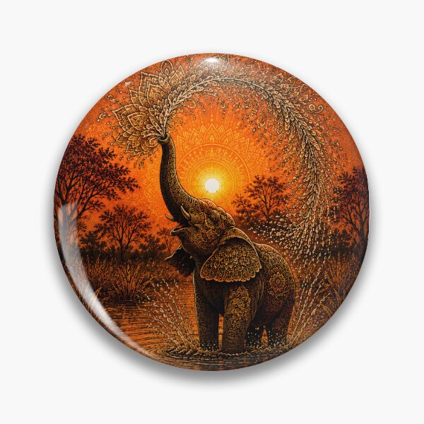 Item preview, Elephant Mandala Art | Ornamental Elephant Sunset Mandala | Sacred Geometry Animal Artwork | Spiritual Nature Wall Art designed and sold by suryabumblee.