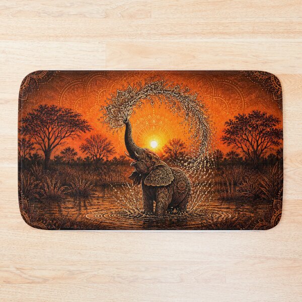 Item preview, Elephant Mandala Art | Ornamental Elephant Sunset Mandala | Sacred Geometry Animal Artwork | Spiritual Nature Wall Art designed and sold by suryabumblee.