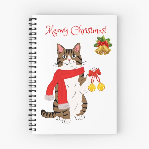 Item preview, Meowy Christmas Brown Tabby Cat with Jingle Bells designed and sold by MYCatStuff.