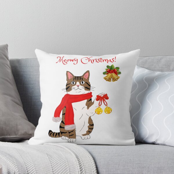 Item preview, Meowy Christmas Brown Tabby Cat with Jingle Bells designed and sold by MYCatStuff.