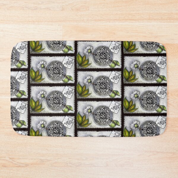 Item preview, Daisy Flower with Intricate Zentangle Mandala and Checkerboard designed and sold by LorieFossaArt.