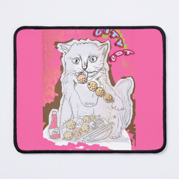 Item preview, City Cat - Cat Eating Meatballs (Original Drawing by ACCI) designed and sold by VanyssaGraphics.