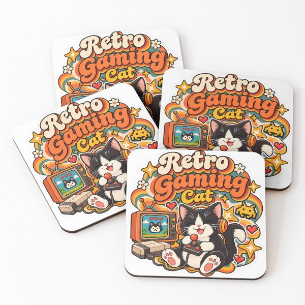 Item preview, Retro Gaming Cat 70s Aesthetic designed and sold by Stickers Hub HUB.