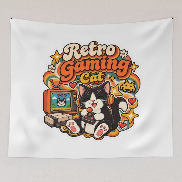 Item preview, Retro Gaming Cat 70s Aesthetic designed and sold by Retro Whiskers.