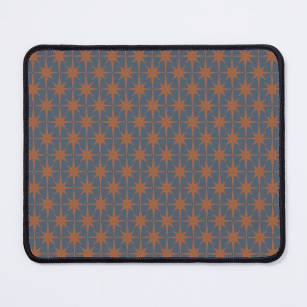 Item preview, Mid Century Modern Atomic Starburst Star Pattern in Orange Rust and Steel Blue designed and sold by kierkegaard.