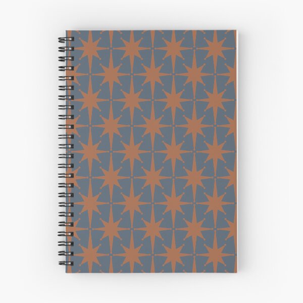 Item preview, Mid Century Modern Atomic Starburst Star Pattern in Orange Rust and Steel Blue designed and sold by kierkegaard.