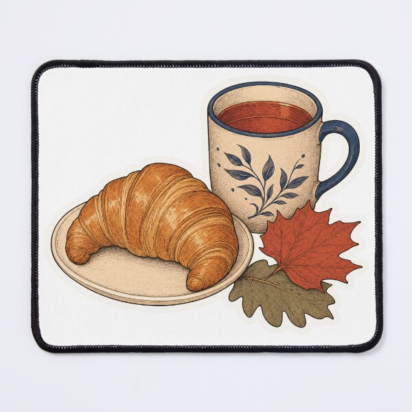 Item preview, Cozy Autumn Bakery Croissant, Tea and Fall Leaves designed and sold by maouriworld.