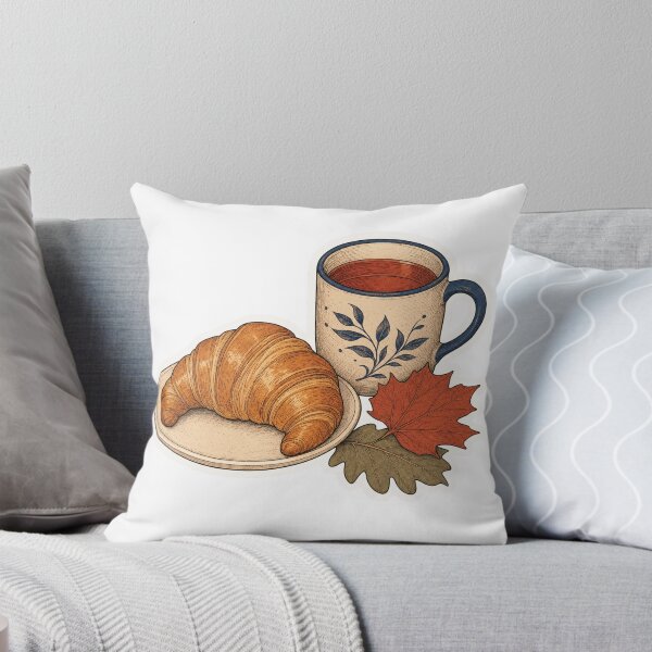 Item preview, Cozy Autumn Bakery Croissant, Tea and Fall Leaves designed and sold by maouriworld.