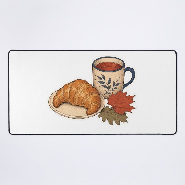 Item preview, Cozy Autumn Bakery Croissant, Tea and Fall Leaves designed and sold by maouriworld.