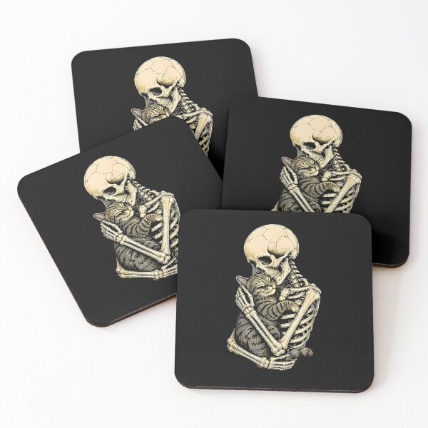 Item preview, The Lovers Tarot Card Skeleton Hugging Cat designed and sold by Rahamkshop.