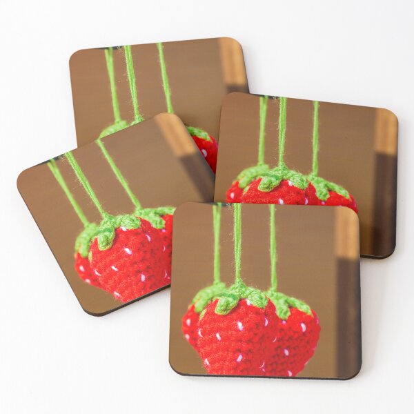 Item preview, Handmade Crochet Strawberry Ornaments Hanging Red Yarn Decorations With Green Stems For Home Or Market Display designed and sold by Nmallia.