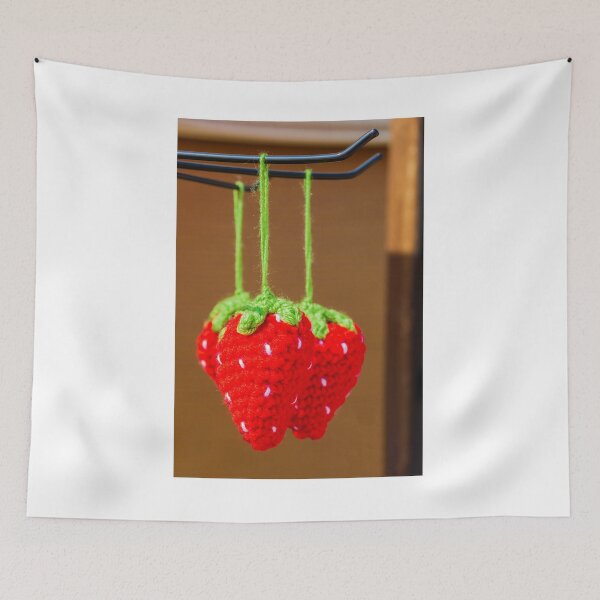 Item preview, Handmade Crochet Strawberry Ornaments Hanging Red Yarn Decorations With Green Stems For Home Or Market Display designed and sold by Nmallia.