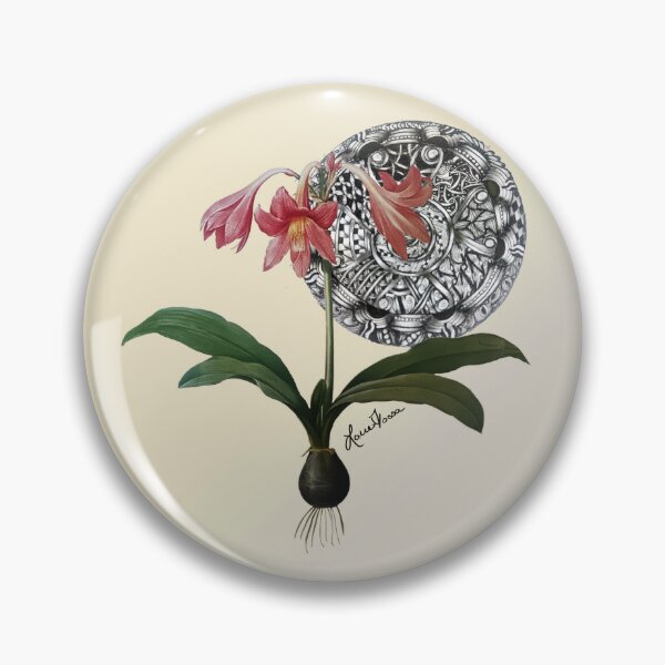 Item preview, Red Amaryllis Lily with Intricate Zentangle Mandala designed and sold by LorieFossaArt.