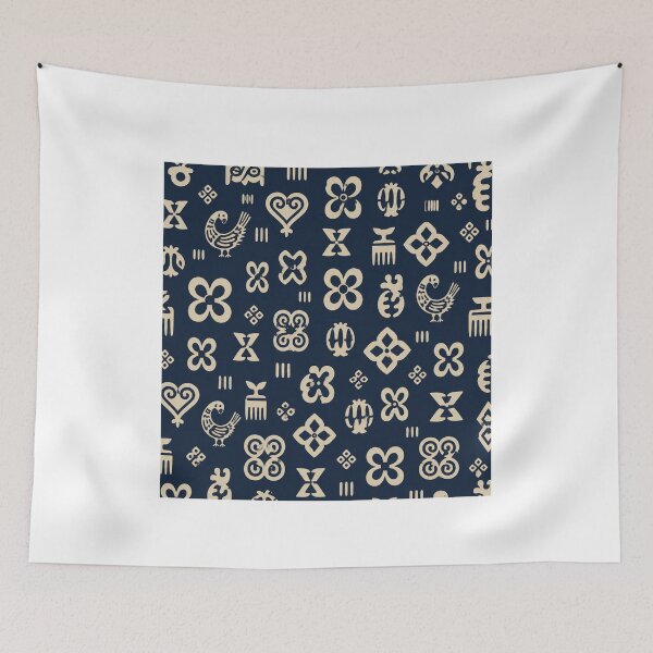 Item preview, Ghanaian Adinkra Inspired Pattern,Warm Blue & Cream African Heritage Design designed and sold by Right-UR.
